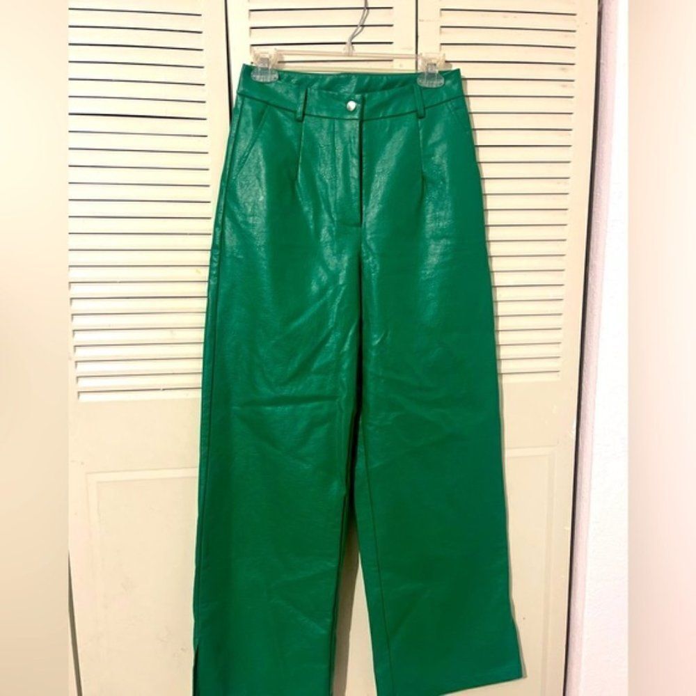 PRINCESS POLLY PU Faux Vegan Leather women's Pants Flare Leg‎ SIZE 4